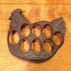 Black Cast Iron Chicken Egg Holder 0731B